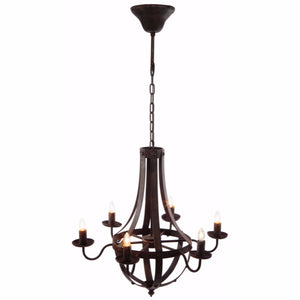 Benzara 6-Light Candelabra Iron Chandelier, Brown BM154669 Brown  METAL BM154669