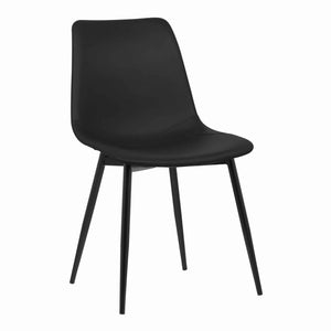 Benzara Leatherette Dining Chair with Bucket Seat and Metal Legs, Black BM155600 Black Solid Wood, Metal and Leatherette BM155600