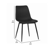 Benzara Leatherette Dining Chair with Bucket Seat and Metal Legs, Black BM155600 Black Solid Wood, Metal and Leatherette BM155600