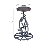 Benzara Unicycle Design Base Metal Adjustable Barstool with Wooden Top, Gray BM155634 Gray Metal, Solid wood BM155634