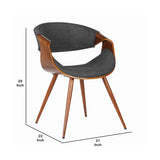 Benzara Curved Back Fabric Dining Chair with Round Tapered Legs, Brown and Gray BM155661 Brown, Gray Solid Wood, Fabric, Metal BM155661