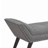 Benzara Fabric Ottoman Bench with Angled Legs and Flared Armrests, Charcoal Gray BM155671 Gray Solid Wood and Fabric BM155671