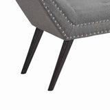 Benzara Fabric Ottoman Bench with Angled Legs and Flared Armrests, Charcoal Gray BM155671 Gray Solid Wood and Fabric BM155671