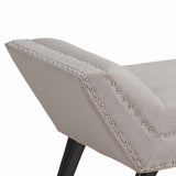 Benzara Fabric Ottoman Bench with Angled Legs and Flared Armrests, Light Gray BM155672 Gray Solid Wood and Fabric BM155672