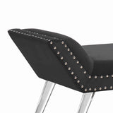 Benzara Fabric Ottoman Bench with Angled Acrylic Legs and Flared Armrests, Black BM155673 Black Fabric, Acrylic BM155673