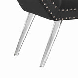 Benzara Fabric Ottoman Bench with Angled Acrylic Legs and Flared Armrests, Black BM155673 Black Fabric, Acrylic BM155673