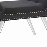 Benzara Fabric Ottoman Bench with Angled Acrylic Legs and Flared Armrests, Black BM155673 Black Fabric, Acrylic BM155673