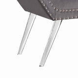 Benzara Fabric Ottoman Bench with Angled Acrylic Legs and Flared Armrests, Gray BM155674 Gray Fabric, Acrylic BM155674