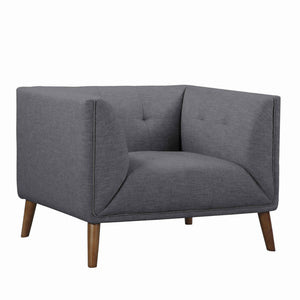Benzara Mid Century Style Fabric Chair with Tufted Back and Splayed Legs,Dark Gray BM155680 Gray Solid wood, Fabric BM155680