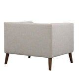 Benzara Mid Century Style Fabric Chair with Tufted Back and Splayed Legs, Beige BM155683 Beige Solid wood, Fabric BM155683
