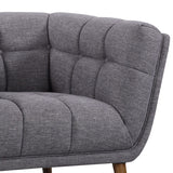 Benzara Fabric Chair with Flared Track Arms and Button Tufted Square Pattern, Gray BM155694 Gray Solid wood, Fabric BM155694