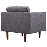 Benzara Mid Century Style Fabric Button Tufted Back Chair with Track Arms, Gray BM155697 Gray Solid wood, Fabric BM155697