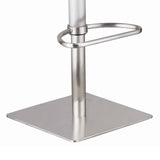 Benzara Faux Leather Barstool with Stainless Steel Open Back, Gray and Silver BM155812 Gray and Silver Metal and Faux Leather BM155812