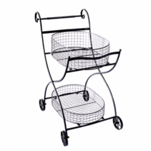 Benzara Well-designed Metal Utility Cart & Stand, black BM155894 Black Steel BM155894