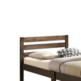 Benzara Wooden Twin Size Bed with Slatted Design Headboard, Rustic Brown BM155990 Brown Solid Wood BM155990