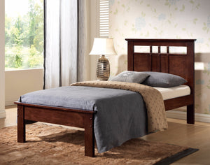 Benzara Contemporary Style Twin Bed With Wooden Panel Headboard, Brown BM155991 Brown Poplar Wood Laminated Veneer BM155991