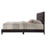 Benzara Sophistiated Transitional Style Queen Size Padded Bed, Brown BM156053 Brown PU Row Foam (TB) BM156053