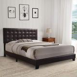 Benzara Sophistiated Transitional Style Queen Size Padded Bed, Brown BM156053 Brown PU Row Foam (TB) BM156053