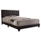 Sophistiated Transitional Style Queen Size Padded Bed, Brown