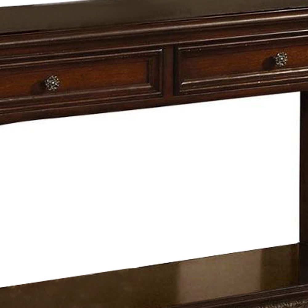 Benzara Majestic Sofa Table With 2 Drawers, Cherry Brown BM156056 Cherry Brown Wood ? Veneer BM156056