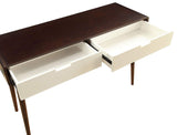 Benzara Beautiful Sofa Table With 2 Drawers, Espresso & White BM156073 Brown & White Wood ? Veneer (Wood) BM156073