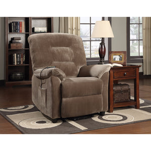 Benzara Tremendous Comfortable Power lift Recliner, Brown BM156113 BROWN VELVET BM156113