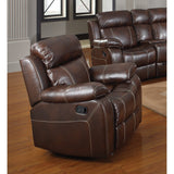 Benzara Marvelous Glider Recliner With Pillow Arms, Brown BM156122 Brown BREATHABLE PU BM156122