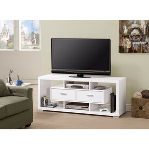 Benzara Spacious Modern Style TV Console, White BM156127 WHITE PARTICLE BOARD BM156127