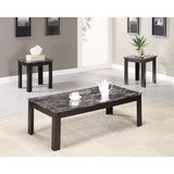 Benzara Impressive 3 piece occasional table set with marble top, black BM156133 BLACK SOLIDWOOD BM156133