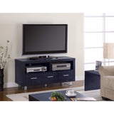 Benzara Magnificent Black Contemporary TV Console with Shelves and Drawers BM156142 BLACK HOLLOW BOARD BM156142