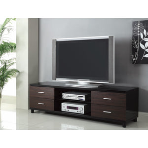 Benzara Enticing Wooden tv console with 2 Shelves, Black and Brown BM156160 Black and Brown GLASS BM156160