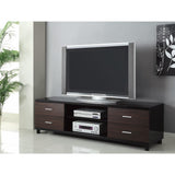 Enticing Wooden tv console with 2 Shelves, Black and Brown