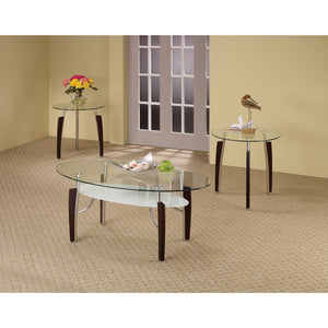 Benzara Sturdy 3-Piece Contemporary occasional table set BM156190 BROWN GLASS BM156190