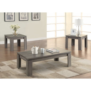 Benzara Enormous 3 piece weathered Gray occasional Table set BM156192 Gray MDF BM156192