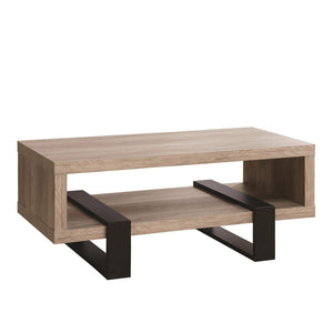 Benzara Modern Driftwood Open Shelf Coffee Table, Gray and Brown BM156208 Gray and Brown MELAMINE PAPER BM156208