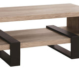 Benzara Modern Driftwood Open Shelf Coffee Table, Gray and Brown BM156208 Gray and Brown MELAMINE PAPER BM156208