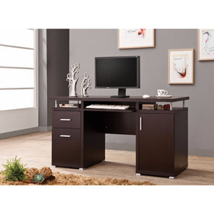 Benzara Luxurious Computer Desk with 2 Drawers and  Cabinet, Brown BM156219 BROWN HOLLOW BOARD W/HONEY COMB BM156219