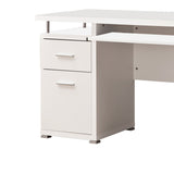 Benzara Elegant white Computer desk with efficient Storage BM156220 WHITE HOLLOW BOARD W/HONEY COMB BM156220