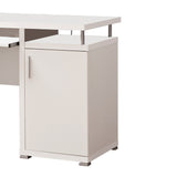 Benzara Elegant white Computer desk with efficient Storage BM156220 WHITE HOLLOW BOARD W/HONEY COMB BM156220