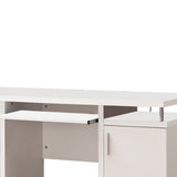 Benzara Elegant white Computer desk with efficient Storage BM156220 WHITE HOLLOW BOARD W/HONEY COMB BM156220