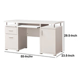 Benzara Elegant white Computer desk with efficient Storage BM156220 WHITE HOLLOW BOARD W/HONEY COMB BM156220