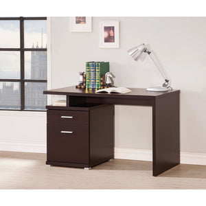 Benzara Wooden Contemporary Desk with Cabinet, Brown BM156221 BROWN MDF BM156221