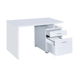 Benzara Gorgeous white Wooden desk with cabinet BM156222 WHITE MDF BM156222