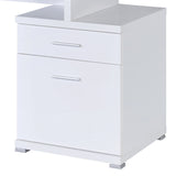 Benzara Gorgeous white Wooden desk with cabinet BM156222 WHITE MDF BM156222