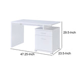 Benzara Gorgeous white Wooden desk with cabinet BM156222 WHITE MDF BM156222