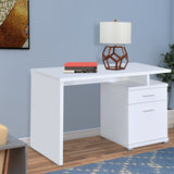 Benzara Gorgeous white Wooden desk with cabinet BM156222 WHITE MDF BM156222