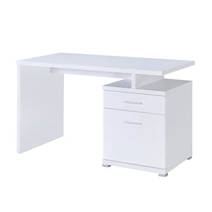 Benzara Gorgeous white Wooden desk with cabinet BM156222 WHITE MDF BM156222