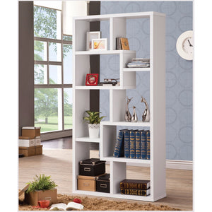 Benzara Mesmerizing Multiple Cubed Rectangular Bookcase, White BM156224 WHITE PAPER VENEER BM156224