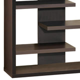 Benzara Expressive Wooden Bookcase with Center Back Panel, Brown BM156234 BROWN PAPER VENEER BM156234