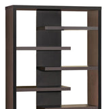 Benzara Expressive Wooden Bookcase with Center Back Panel, Brown BM156234 BROWN PAPER VENEER BM156234